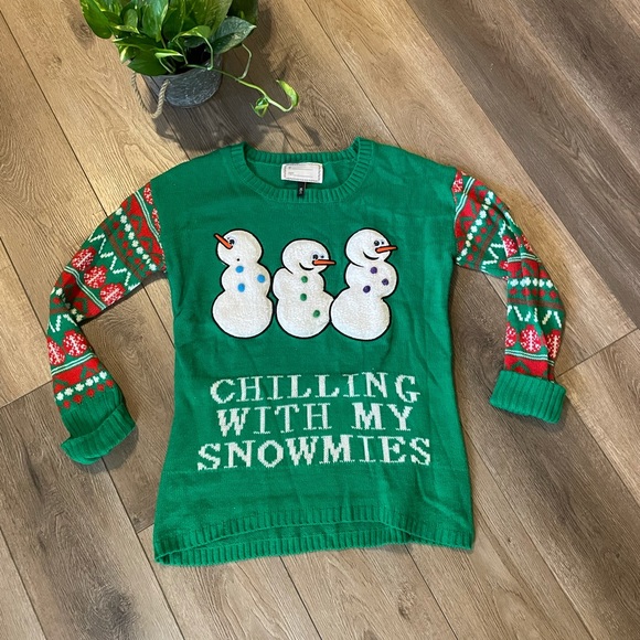 Sweaters - Women’s Ugly/Festive Snowman Christmas Sweater (1X)